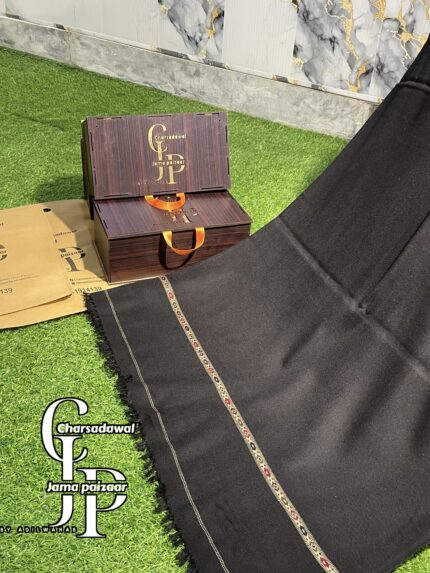 Handcrafted Premium Black Shawl by Adil Wahab – Timeless Sophistication